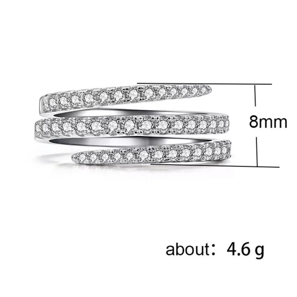 NEW 925 STERLING SILVER THREE CIRCLE DIAMOND RING - Picture 4 of 4